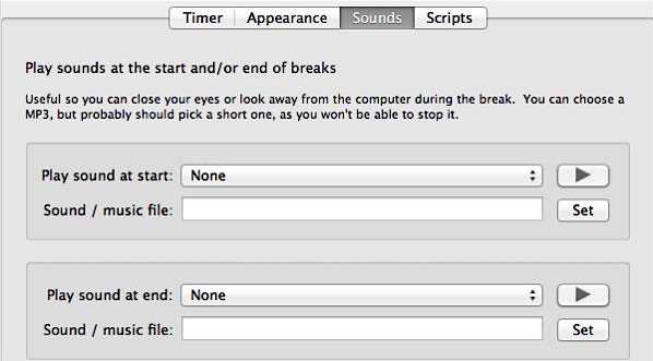 Time Out Free for Mac - Sounds Settings