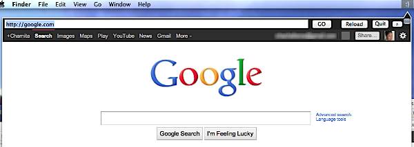 Web Tab for Mac - Address bar and navigation buttons