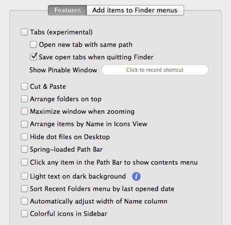 XtraFinder Prefences and Features