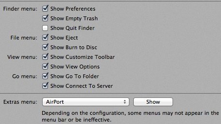 Add and remove items from Finders menus.