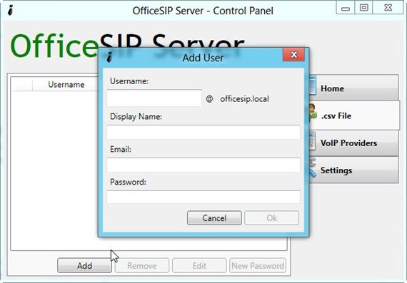 Add new user in OfficeSIP Add new user in OfficeSIP