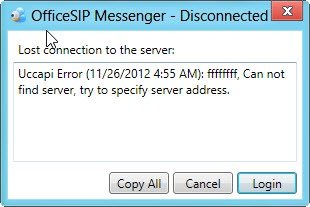 SIP messenger sign in error SIP messenger sign in error