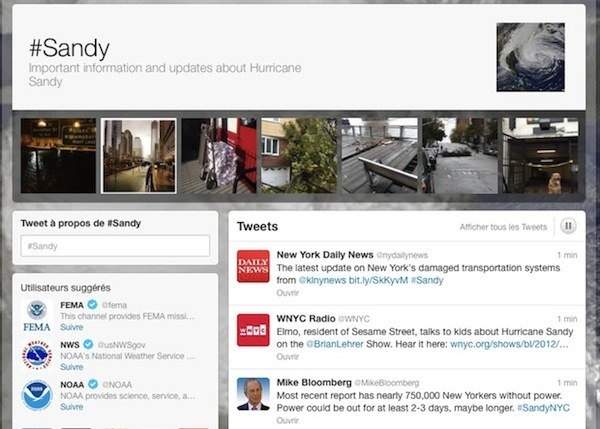 Sandy hashtag in Twitter