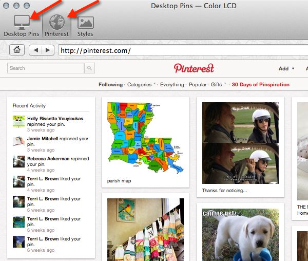 Choose with page to use pins from with the built-in min browser.