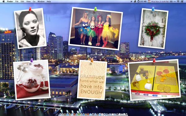 A desktop background with Desktop Pins for Mac enabled.