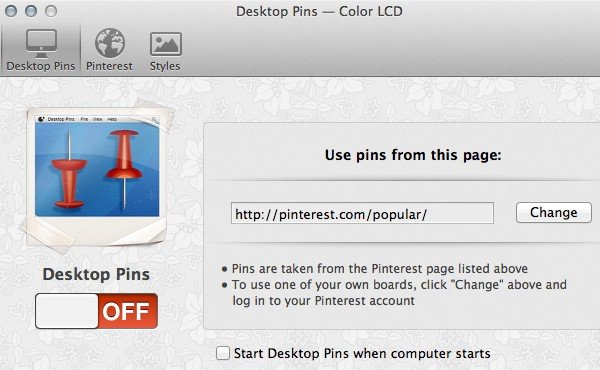 Desktop Pins for Mac setup window.