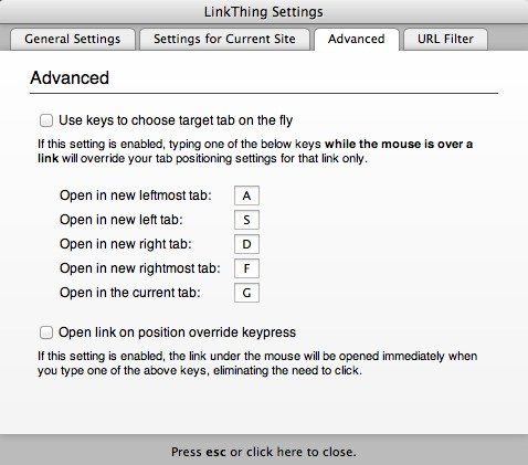 LinkThing Advanced Settings