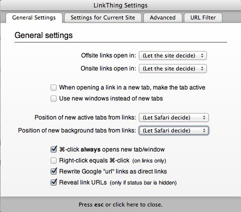 LinkThing General Settings