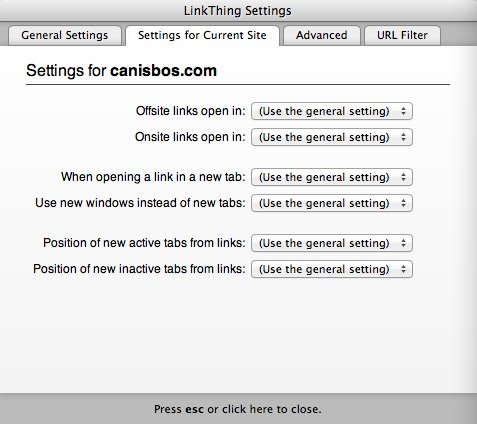 LinkThing Settings for Current Site