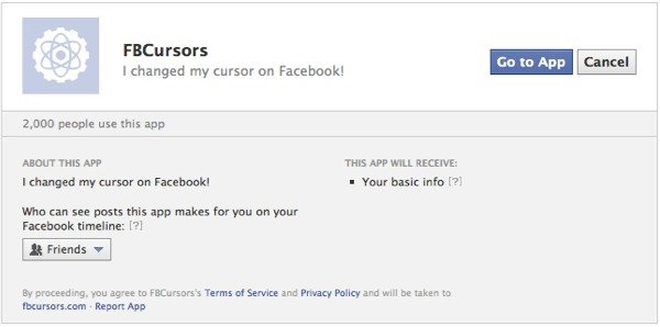 Add the FB Cursors Facebook app to your account.