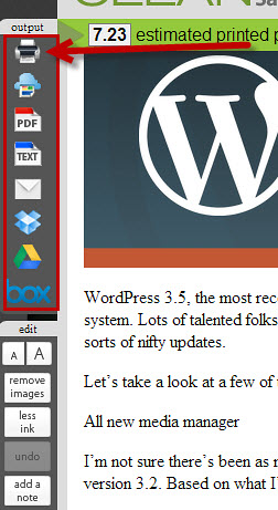 Select your output type for CleanPrint.