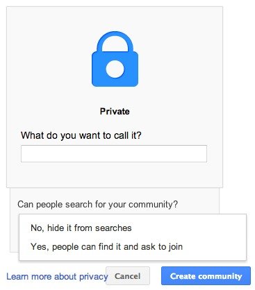 Create a name for your Google+ community.