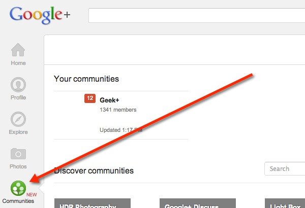 Click on Communities in the left navigation sidebar.