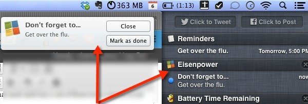 Add sticky notes to the Mac Notification Center with Eisenpower.