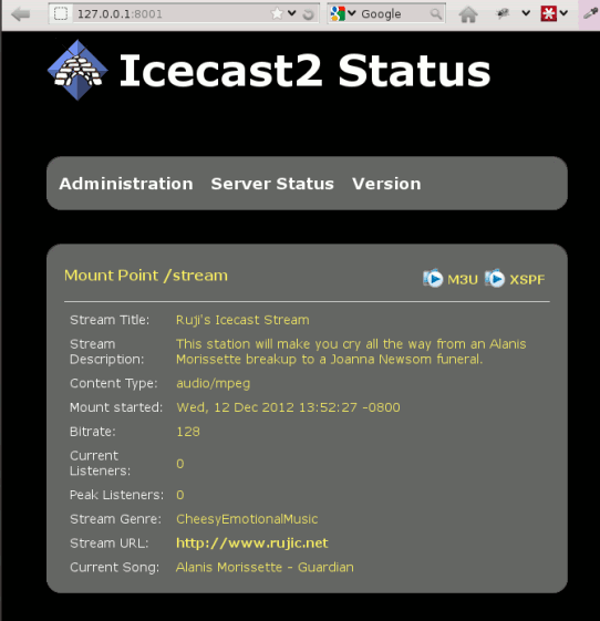 icecast status