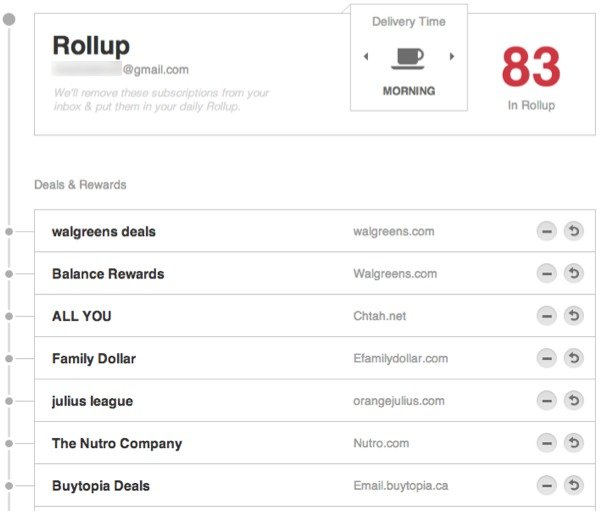 View the items in your rollup and manage them.