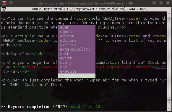 Vim plugins: SuperTab