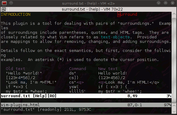 Vim plugins: Surround