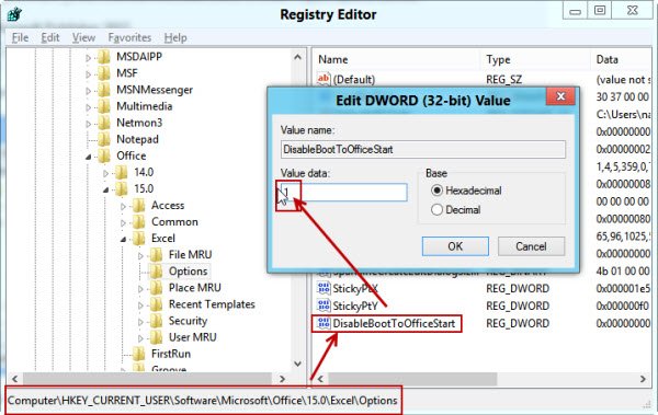 Disable Excel Start screen