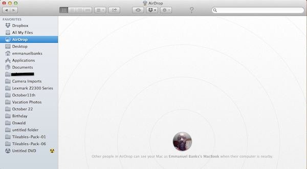 Airsdrop: via the Finder