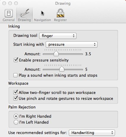 Inklet Drawing Preferences