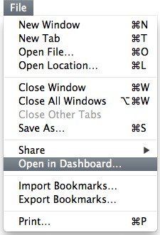 Go to File and then Open in Dashboard.