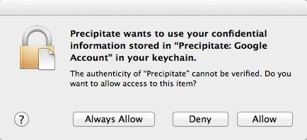 Allow keychain access to your Google Account.
