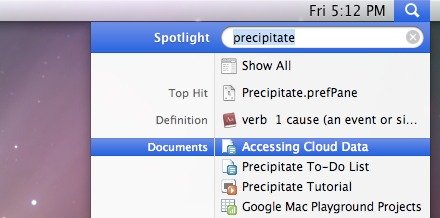 Your Google data will display under Documents in Spotlight.