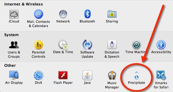Precipitate should be listed under Others in System Preferences.