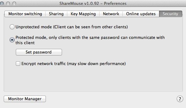 Use Share Mouse in Protected mode - only clients with the same password can communicate with your computer.