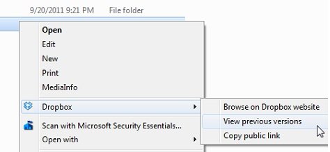 Dropbox Context Menu