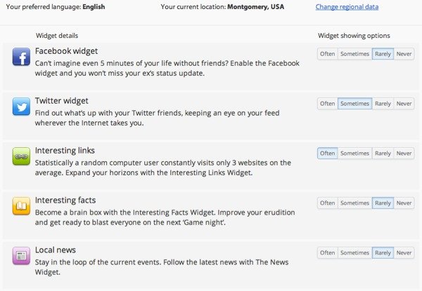 Go through the Adlesse setup widget and adjust how often every widget's type will be displayed.