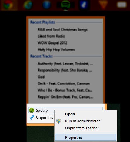 Right-click on the name of the application.