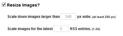 You can choose to resize the images in your RSS feeds.