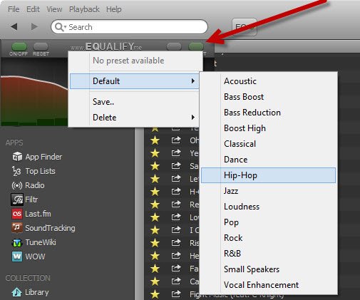 Choose a default preset for the Spotify equalizer.