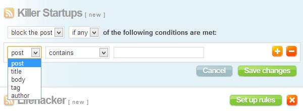 Apply filters to your feed individually by creating conditions that need to be met.