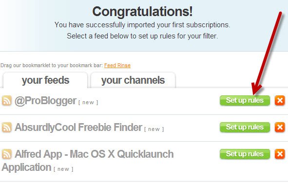 You can set up rules for your feeds on an individual basis.