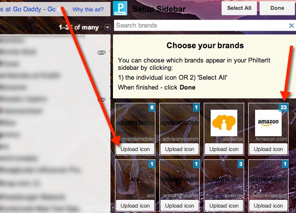Choose the brands that you want to show in the PhilterIt sidebar.
