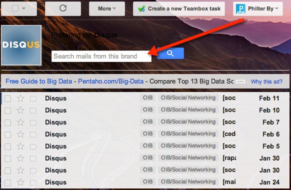 Search through emails from different brands.