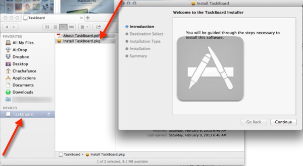 Run the TaskBoard package file and install the app.