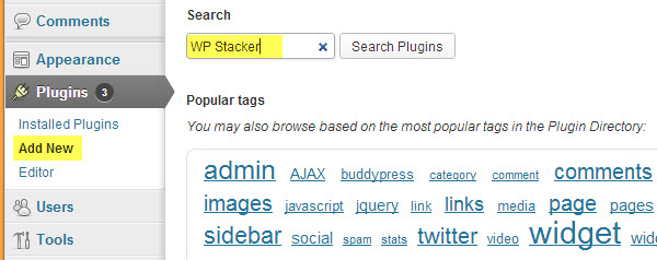 Search for and add the WP Stacker plugin to your blog.