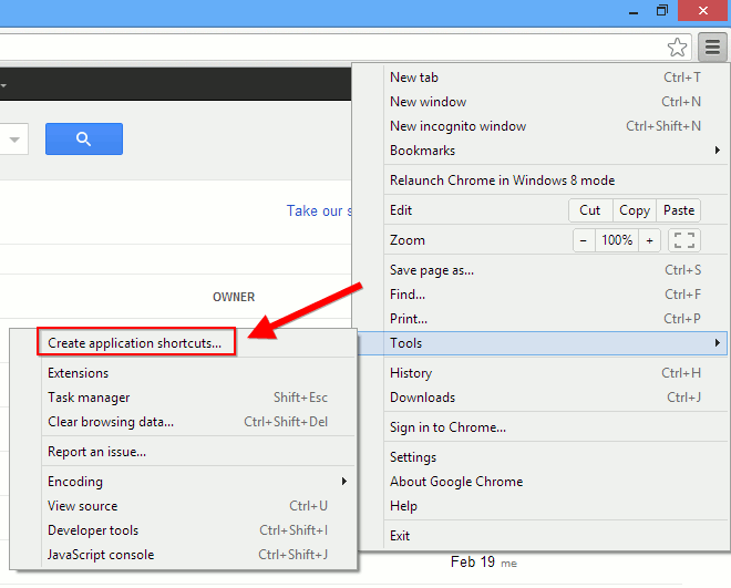 Integrate Google Apps to Windows8-chrome-create-shortcut