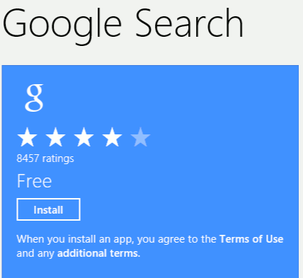 Integrate Google Apps to Windows8 - search app store