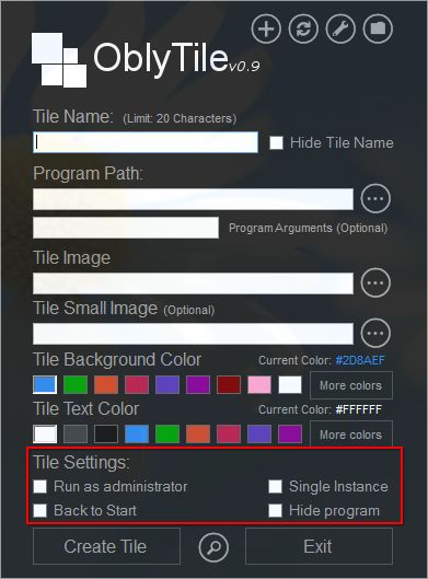 Choose tile settings choose-tile-settings