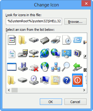 Choosing the icon for shutdown shortcut choosing-the-icon-for-shutdown-shortcut