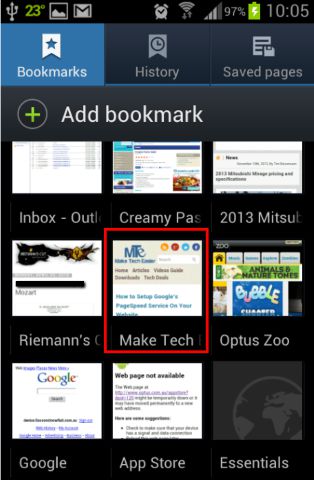 Scroll to the relevant bookmark and select the bookmark