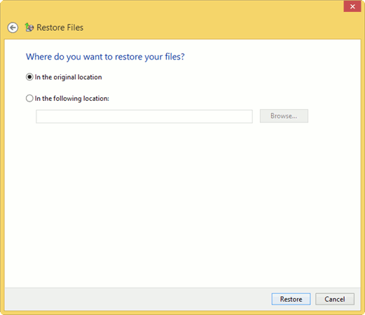 Choosing a restore location choosing-a-restore-location