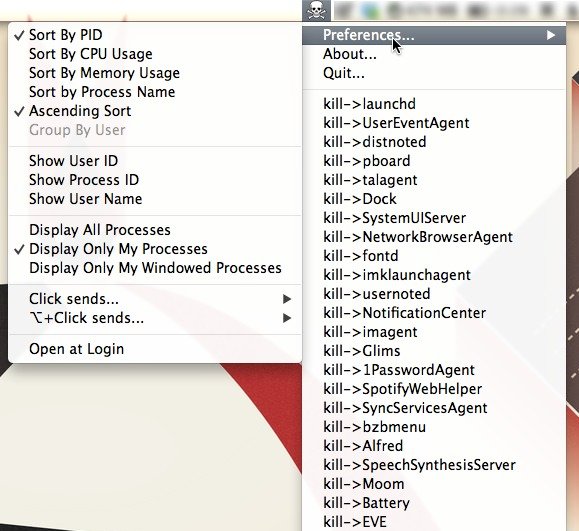 AppKiller's preference menu.