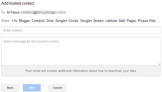 You can customize the email message sent to your trusted contacts.