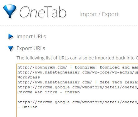 onetab-import-export-urls
